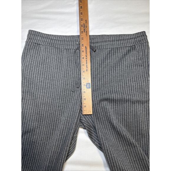 Ann Taylor LOFT Pants Drawstring Gray Pinstriped Staight Leg Size Large NWOT - Picture 6 of 11